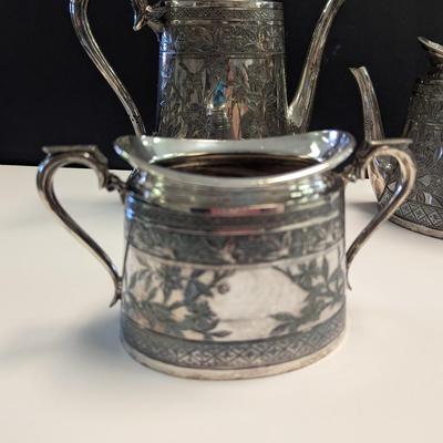 Sale Photo Thumbnail #2983: Vintage Rare Silver Plate Coffee And Tea Set Walker & Hall Sheffield