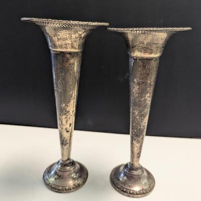 Sale Photo Thumbnail #2040: F.B. Rogers Silver Co. Sterling Weighted #237 Margaret Rose Candle Holders