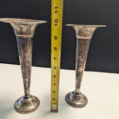 Sale Photo Thumbnail #2043: F.B. Rogers Silver Co. Sterling Weighted #237 Margaret Rose Candle Holders