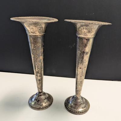Sale Photo Thumbnail #2038: F.B. Rogers Silver Co. Sterling Weighted #237 Margaret Rose Candle Holders