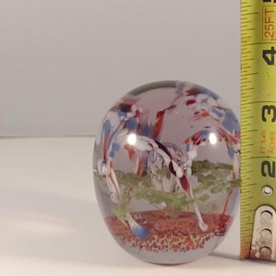 Vintage Art Glass Paperweight with Controlled Bubble Design