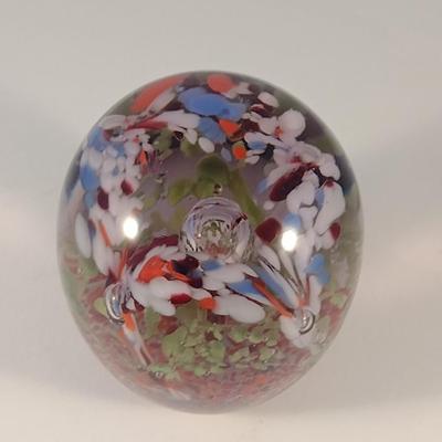 Vintage Art Glass Paperweight with Controlled Bubble Design