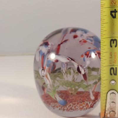 Vintage Art Glass Paperweight with Controlled Bubble Design