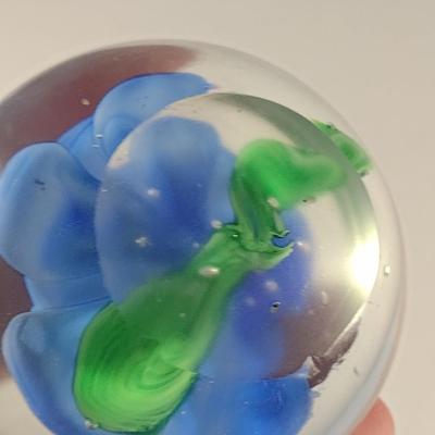 Art Glass Paperweight with Floral Design