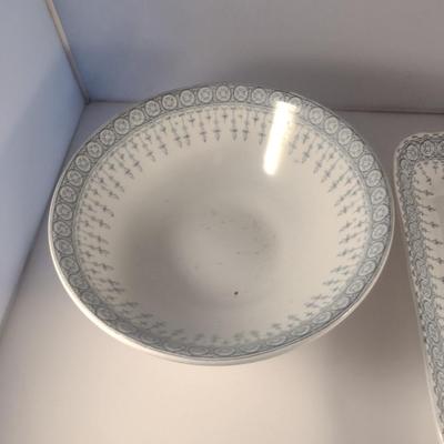 John Maddock & Sons Vitreous China Pedestal Vegetable Bowl and Rectangular Platter