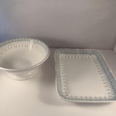 John Maddock & Sons Vitreous China Pedestal Vegetable Bowl and Rectangular Platter