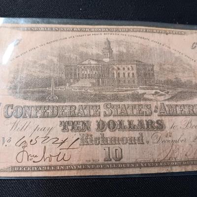 $10 US CONFEDERATE CURRENCY