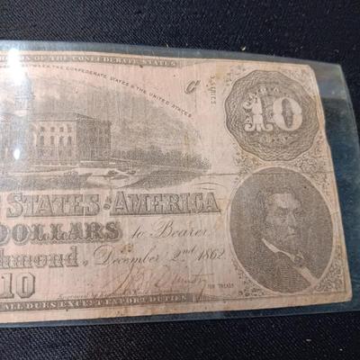 $10 US CONFEDERATE CURRENCY