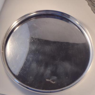 Footed Half Shell Seafood/Shrimp Serving Dish and Metal Tray