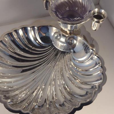 Footed Half Shell Seafood/Shrimp Serving Dish and Metal Tray