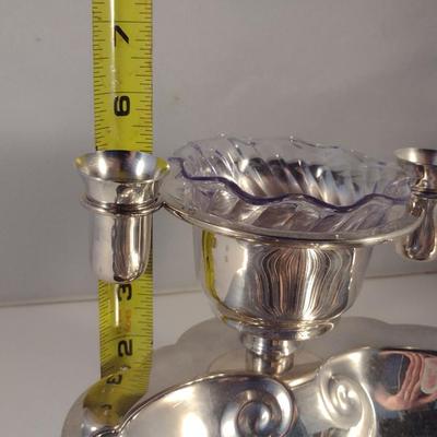 Footed Half Shell Seafood/Shrimp Serving Dish and Metal Tray