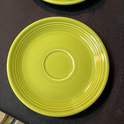 FIESTAWARE CUPS AND SAUCERS, COMPOTE, SERVING BOWL & 2 PINT JUG