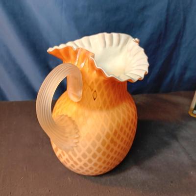 DIAMOND GILDED SATIN GLASS PITCHER