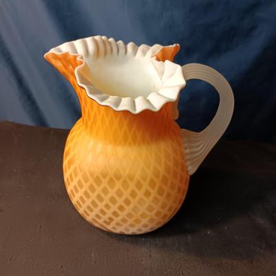 DIAMOND GILDED SATIN GLASS PITCHER