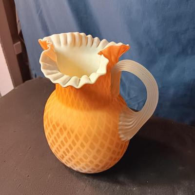 DIAMOND GILDED SATIN GLASS PITCHER