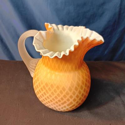 DIAMOND GILDED SATIN GLASS PITCHER