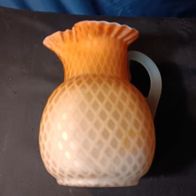 DIAMOND GILDED SATIN GLASS PITCHER