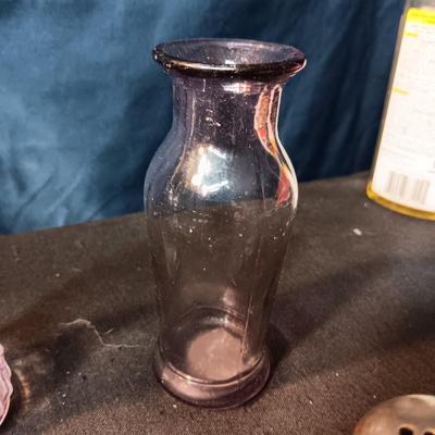 ANTIQUE GLASS PIECES WITH A PURPLE HUE
