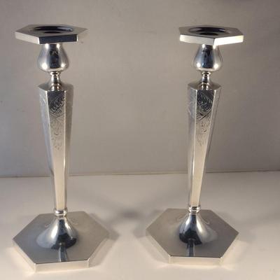 Pair of Sterling Silver Candle Stick Holders- Approx 12 1/4" Tall and Total Weight 632 Grams