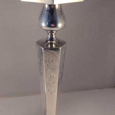 Pair of Sterling Silver Candle Stick Holders- Approx 12 1/4" Tall and Total Weight 632 Grams