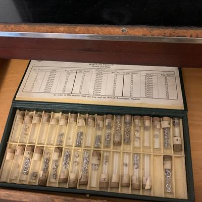 Horologist / Jewelers / Dental / Hobbiest Cabinet Full of Pocket Watch Repair Tools / Parts