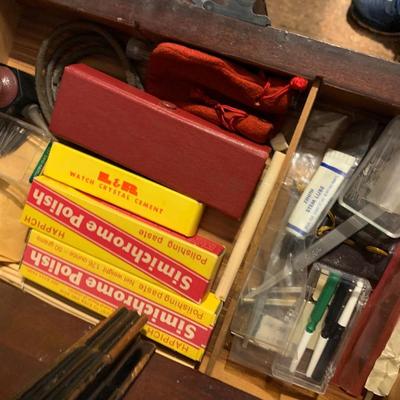 Horologist / Jewelers / Dental / Hobbiest Cabinet Full of Pocket Watch Repair Tools / Parts