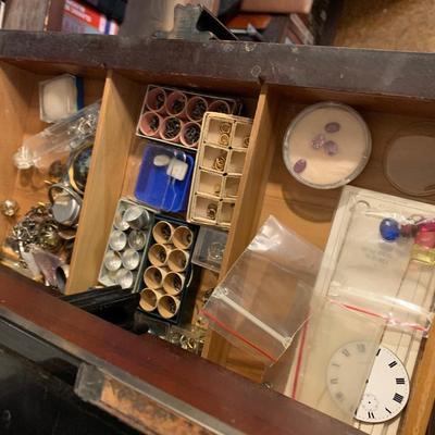 Horologist / Jewelers / Dental / Hobbiest Cabinet Full of Pocket Watch Repair Tools / Parts