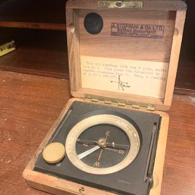 Antique Swiss Compass In Case