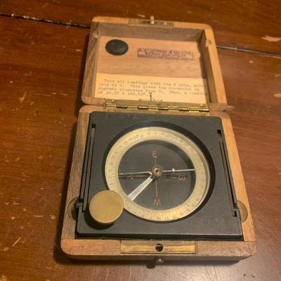 Antique Swiss Compass In Case