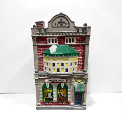 Sale Photo Thumbnail #331: Dept 56 Original Snow Village Antique Shop 51233.  Includes Light cord, box, and styrofoam packer.  Retired in 1989