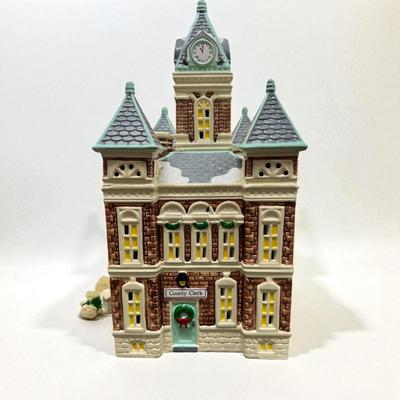 Sale Photo Thumbnail #339: Dept 56 Original Snow Village County Courthouse  51446.  Retired in 1993  Includes Box, Styrofoam Packer and electric cord. No Chips.