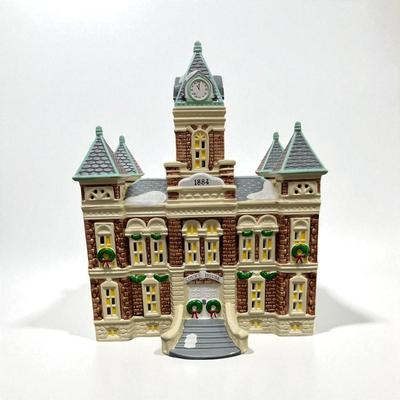 Sale Photo Thumbnail #340: Dept 56 Original Snow Village County Courthouse  51446.  Retired in 1993  Includes Box, Styrofoam Packer and electric cord. No Chips.