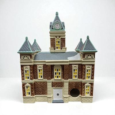 Sale Photo Thumbnail #338: Dept 56 Original Snow Village County Courthouse  51446.  Retired in 1993  Includes Box, Styrofoam Packer and electric cord. No Chips.