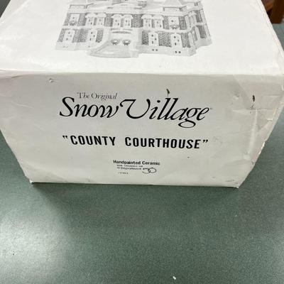 Sale Photo Thumbnail #341: Dept 56 Original Snow Village County Courthouse  51446.  Retired in 1993  Includes Box, Styrofoam Packer and electric cord. No Chips.