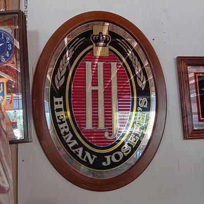 LARGE HERMAN JOSEPH'S MIRRORED BEER SIGN