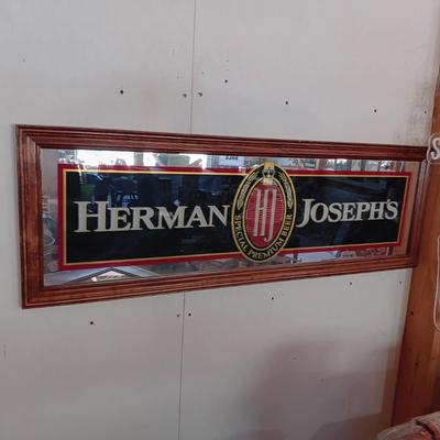 LARGE HERMAN JOSEPH'S MIRRORED BEER SIGN