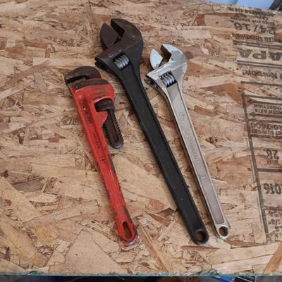 LARGE CRESCENT WRENCHES AND PIPE WRENCH