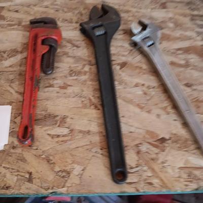 LARGE CRESCENT WRENCHES AND PIPE WRENCH
