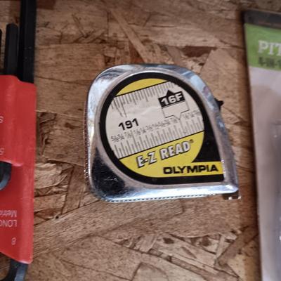 SOCKET SET, ALLEN WRENCHES, TAPE MEASURE AND 4 IN 1 SCREWDRIVER