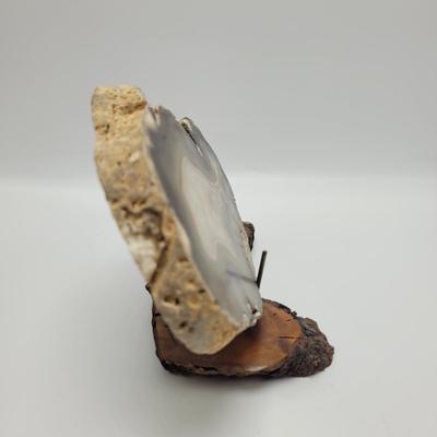 Two Quartz Agate in Wooden Displays (B2-EL)
