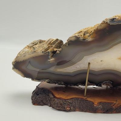 Two Quartz Agate in Wooden Displays (B2-EL)