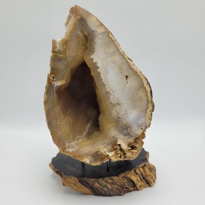 Two Quartz Agate in Wooden Displays (B2-EL)