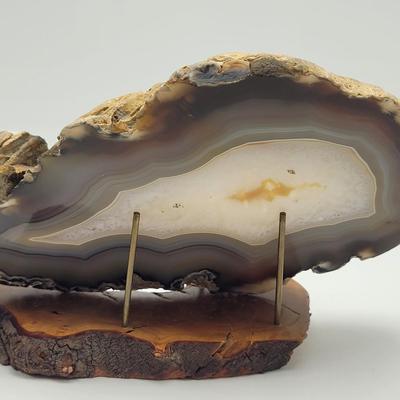 Two Quartz Agate in Wooden Displays (B2-EL)