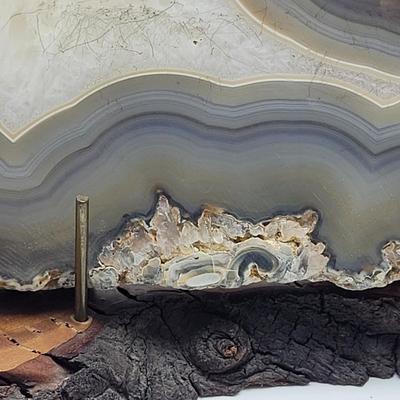 Two Quartz Agate in Wooden Displays (B2-EL)