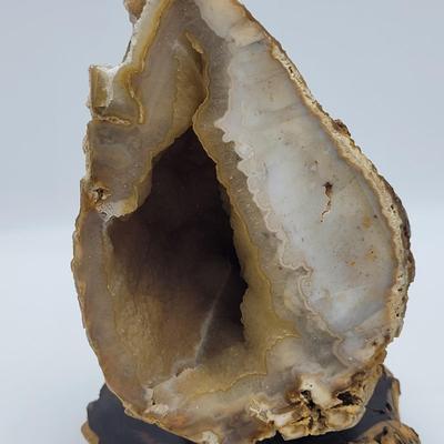 Two Quartz Agate in Wooden Displays (B2-EL)