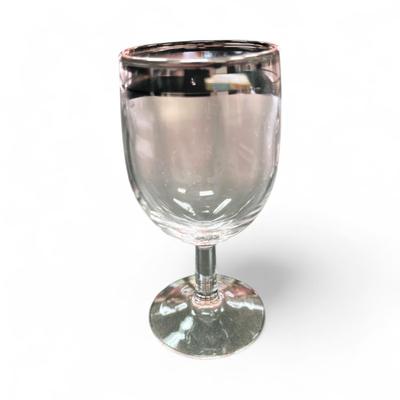 Sale Photo Thumbnail #362: Vintage Silver Rimmed Wine Glasses Set Of 8    5" tall