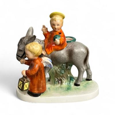 Sale Photo Thumbnail #389: Goebel Hummel Angel Leading Baby Jesus on Donkey Candle Holder HX28   H1935-49