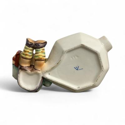 Sale Photo Thumbnail #390: Goebel Hummel Let's Sing Ashtray or Trinket dish #114   Boy Playing an accordion and a bird  Chip on the rear on the coat