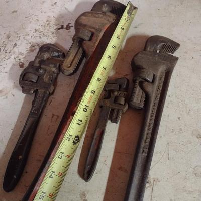 Set of Four Pipe Wrenches Various Sizes