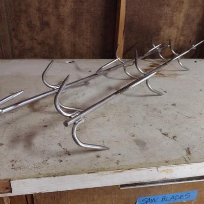 Pair of Stainless-Steel Meat Hook Hanging Racks